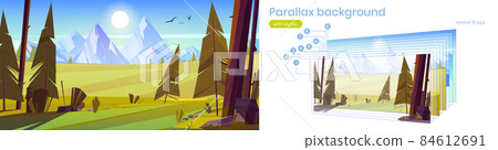 Parallax background with mountain landscape 84612691