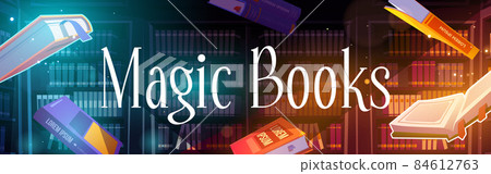 Vector poster of magic books in library Vector poster of magic books in library 84612763