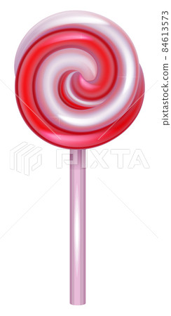 Red caramel round lollipop symbol christmas and new year holiday 84613573