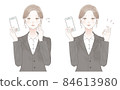 一組帶智能手機的西裝女性 84613980