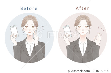 一組帶智能手機的西裝女性 一組帶智能手機的西裝女性 84613983