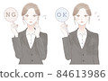 一組帶有 OK / NG 標籤的西裝女裝 84613986