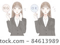一組帶有 OK / NG 標籤的西裝女裝 84613989