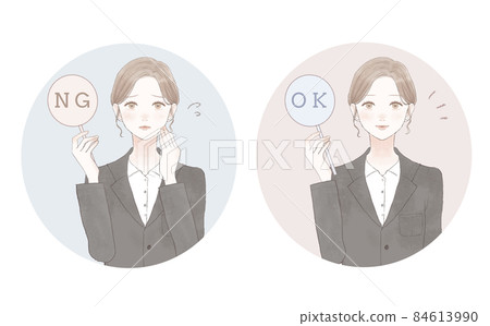 一組帶有 OK / NG 標籤的西裝女裝 一組帶有 OK / NG 標籤的西裝女裝 84613990