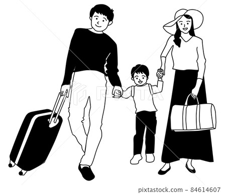 去家庭旅行的家庭插圖 84614607