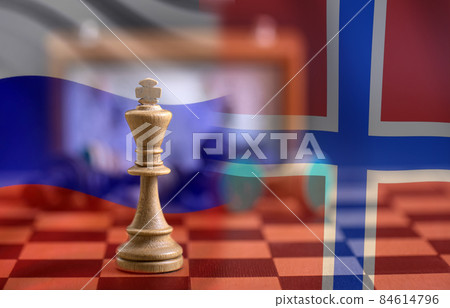 flag Russia and Norway, chess board with clock and figures flag Russia and Norway, chess board with clock and figures 84614796