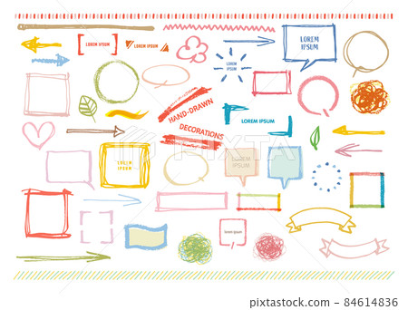 Hand-painted decorations with crayon and pen touch Hand-painted decorations with crayon and pen touch 84614836