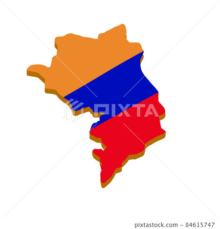 Map of Republic of Nagorno-Karabakh. Caucasian state with flag of Armenia. 84615747