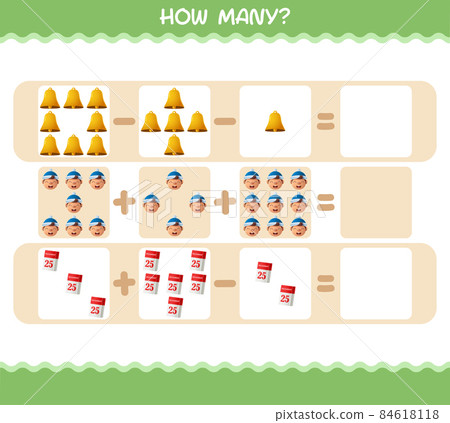 How many cartoon christmas. Counting game. Educational game for pre shool years kids and toddlers 84618118