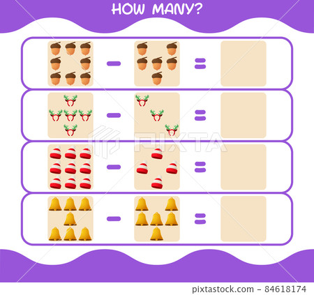 How many cartoon christmas. Counting game. Educational game for pre shool years kids and toddlers How many cartoon christmas. Counting game. Educational game for pre shool years kids and toddlers 84618174