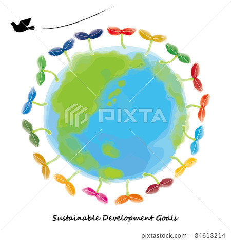 Watercolor hand-painted earth of SDGs image,... - Stock Illustration ...