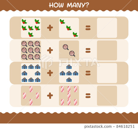How many cartoon christmas. Counting game. Educational game for pre shool years kids and toddlers 84618251