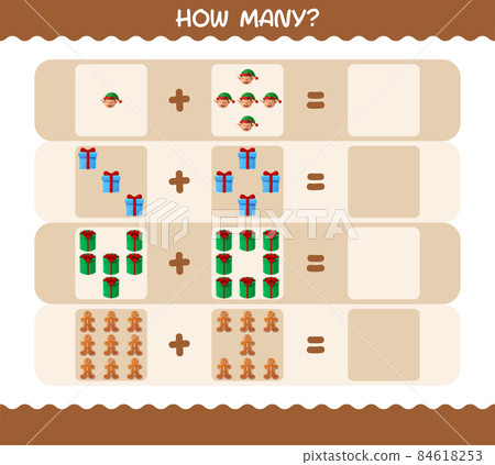 How many cartoon christmas. Counting game. Educational game for pre shool years kids and toddlers 84618253