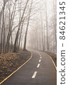Thick fog on the bike path 84621345