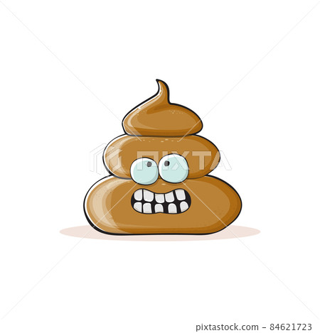 vector funny cartoon cool smiling poo icon isolated on white background. emoji funky poo character. A pile of poo sticker or label 84621723