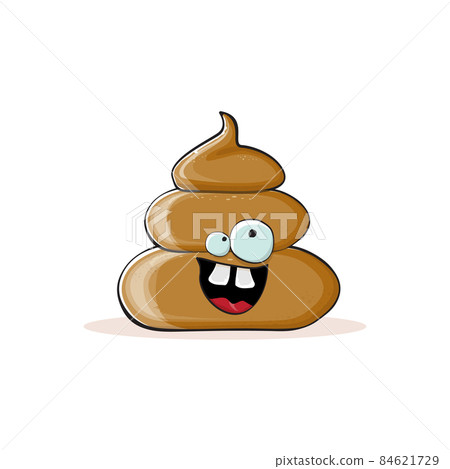 vector funny cartoon cool smiling poo icon isolated on white background. emoji funky poo character. A pile of poo sticker or label 84621729