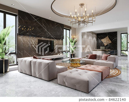 Luxurious design of the living room with a... - Stock Illustration  [84622140] - PIXTA