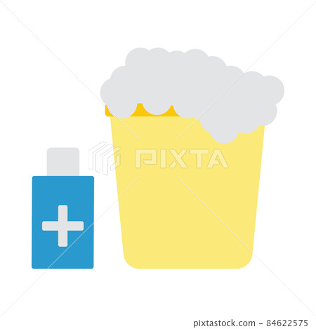 Sanitizer Bottles With Bucket Icon 84622575