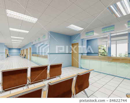 Pharmacy and registration office for admitting patients in the hospital. 84622744