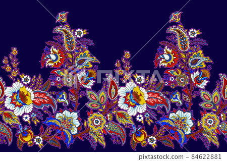 Seamless floral painted textile in the manner of Indian production Seamless floral painted textile in the manner of Indian production 84622881