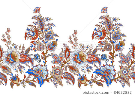 Seamless floral painted textile in the manner of Indian production Seamless floral painted textile in the manner of Indian production 84622882