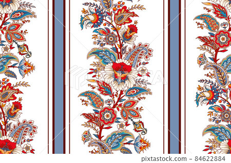 Seamless floral painted textile in the manner of Indian production Seamless floral painted textile in the manner of Indian production 84622884