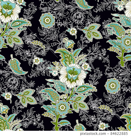 Seamless floral painted textile in the manner of Indian production 84622885