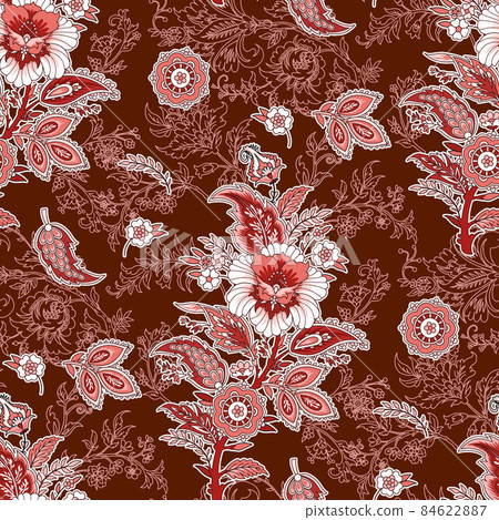 Seamless floral painted textile in the manner of Indian production Seamless floral painted textile in the manner of Indian production 84622887