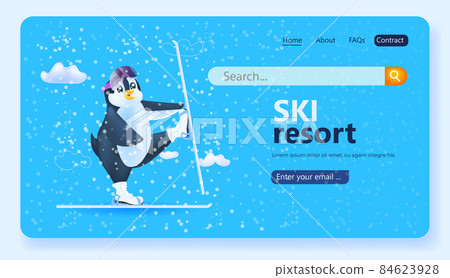 cute penguin skiing ski resort concept cute penguin skiing ski resort concept 84623928