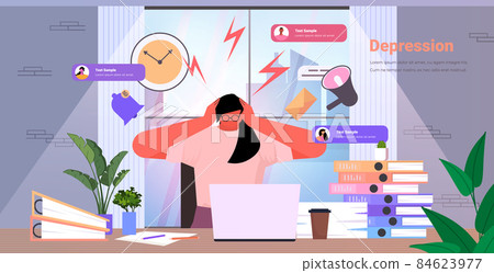 busy businesswoman overworked business woman sitting at workplace feeling desperate mental health diseases depression busy businesswoman overworked business woman sitting at workplace feeling desperate mental health diseases depression 84623977