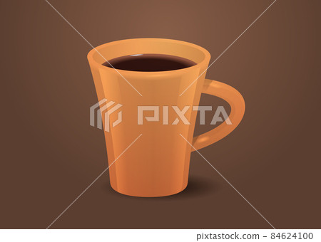 realistic coffee in orange cup hot americano drink horizontal 84624100