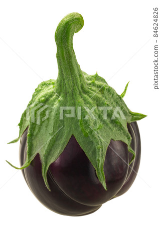 Ribbed eggplant or aubergine whole, isolated Ribbed eggplant or aubergine whole, isolated 84624826