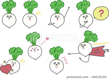 Cute turnip pop facial expression collection set illustration material 84628240