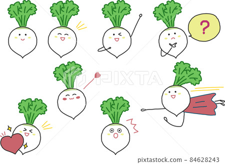 Cute turnip pop facial expression collection set illustration material 84628243