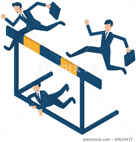 Isometric illustrations of businessmen who challenge difficulties and hurdles and jump over Isometric illustrations of businessmen who challenge difficulties and hurdles and jump over 84628417