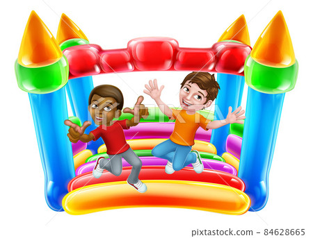 Bouncy House Castle Jumping Boys Kids Cartoon Bouncy House Castle Jumping Boys Kids Cartoon 84628665