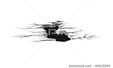 Black surface crack, hole destruction effect. Earthquake crack, cracked surface vector illustration Black surface crack, hole destruction effect. Earthquake crack, cracked surface vector illustration 84628893
