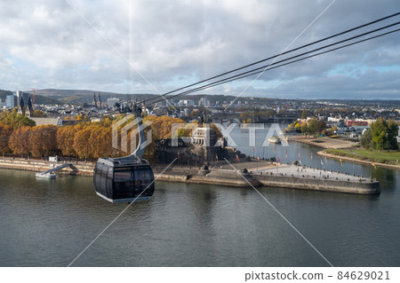The German Corner in Koblenz, Germany, where river Rhein and Mosel meet. This is an important symbol of the unification of Germany The German Corner in Koblenz, Germany, where river Rhein and Mosel meet. This is an important symbol of the unification of Germany 84629021