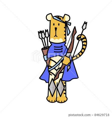 Illustration of a tiger in the form of a bower RPG game style 84629718