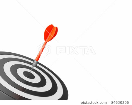 3D Rendering Red Dart aim to Dartboard target Isolated on white Background 3D Rendering Red Dart aim to Dartboard target Isolated on white Background 84630206