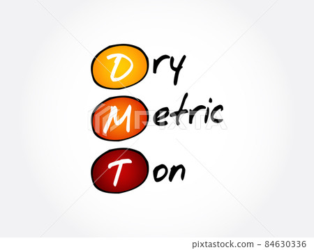 DMT - Dry Metric Ton acronym, business concept background DMT - Dry Metric Ton acronym, business concept background 84630336
