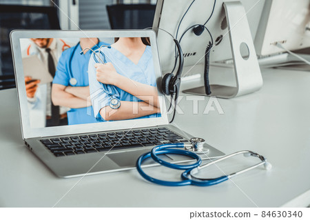 Telemedicine service online video call for doctor to actively chat with patient Telemedicine service online video call for doctor to actively chat with patient 84630340
