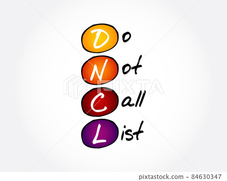 DNCL - Do Not Call List acronym, business concept background DNCL - Do Not Call List acronym, business concept background 84630347