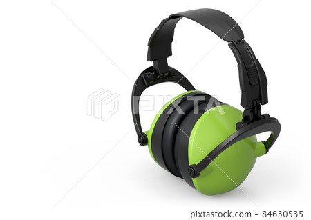 Protective green earphones muffs isolated on a white background Protective green earphones muffs isolated on a white background 84630535