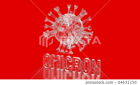 The virus omicron on red background for covid 19 or medical concept 3d rendering The virus omicron on red background for covid 19 or medical concept 3d rendering 84631150