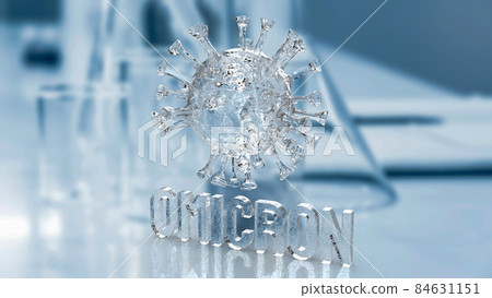 The virus omicron on lab background for covid 19 or medical concept 3d rendering The virus omicron on lab background for covid 19 or medical concept 3d rendering 84631151