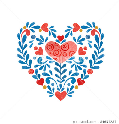Heart shaped watercolor illustration. Made in... - Stock Illustration ...