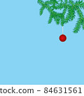 Illustration Christmas background with fir branches and a red ball. 84631561