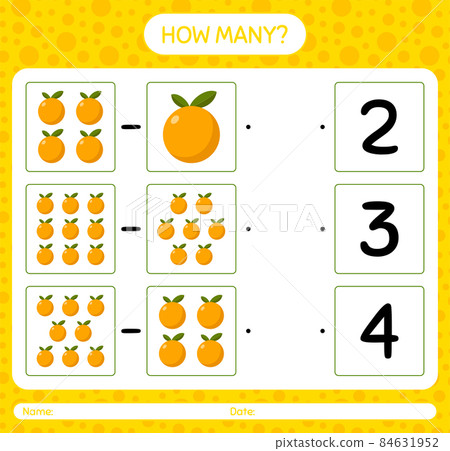 How many counting game with orange worksheet... - Stock Illustration ...