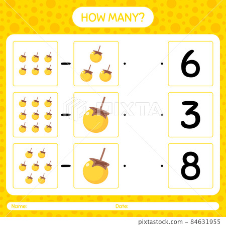 How many counting game with nance worksheet for preschool kids, kids activity sheet, printable worksheet 84631955